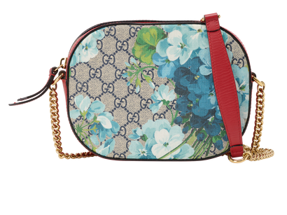 Blooms Crossbody, &pound;495, Handbags, Blue/Red, Canvas/Leather, Front view